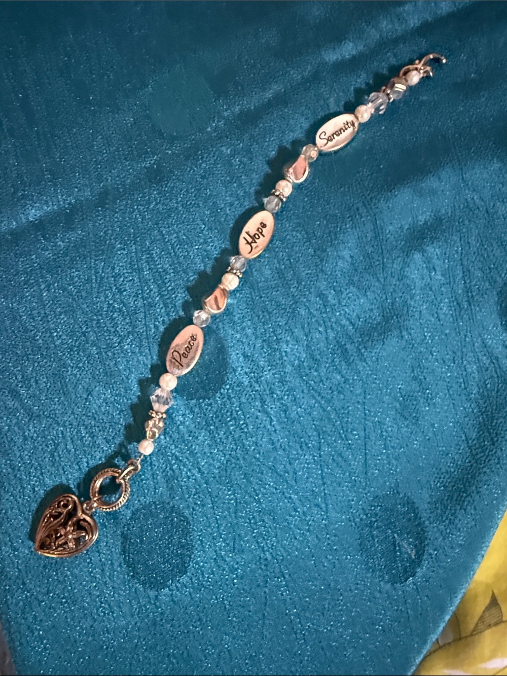 Silver-Tone Inspirational Charm Bracelet - Peace Hope Serenity